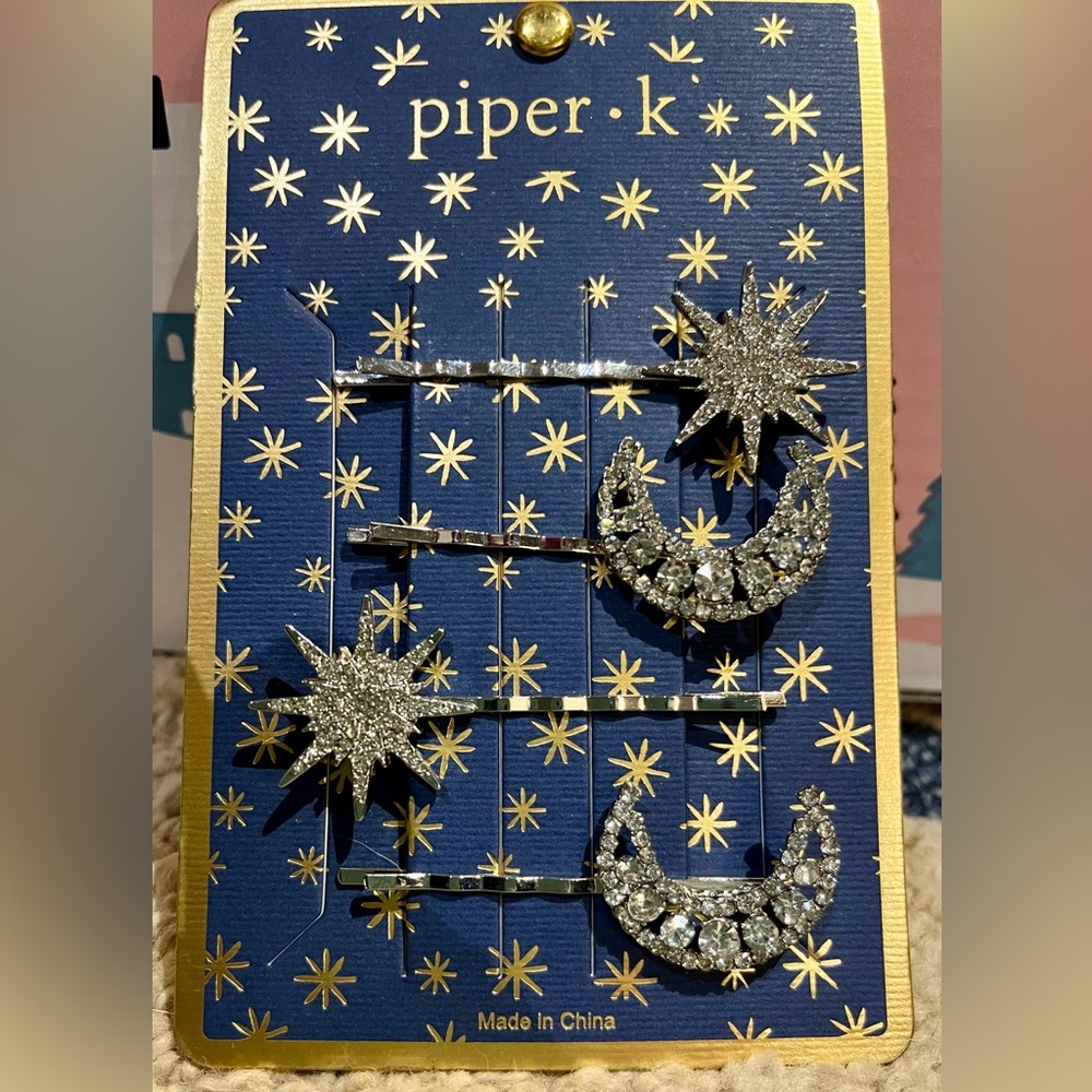 NWOT Piper-k adorned hair accessories. Two moon and two stars.